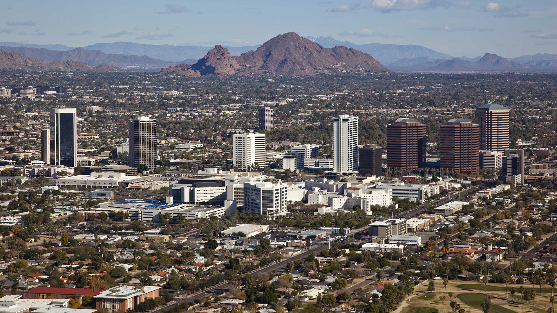 Aerial view of the Phoenix metro area.